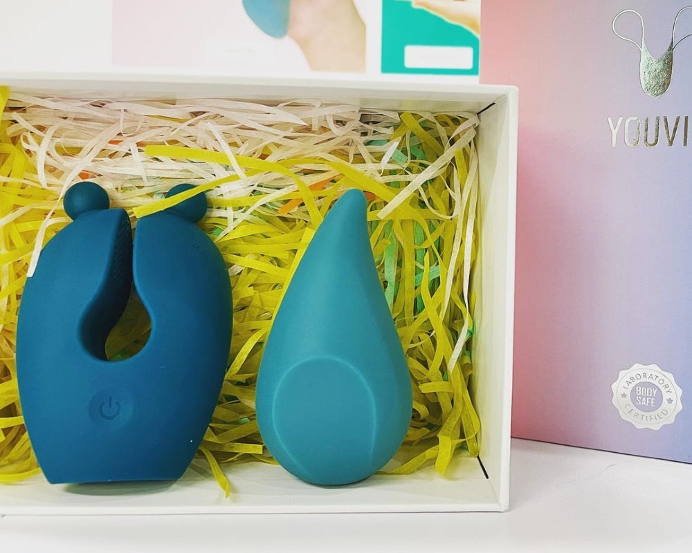 blue vibrators in beautiful packaging