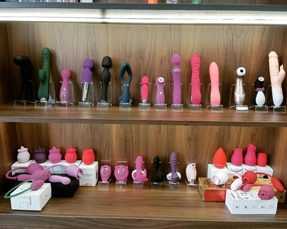 many vibrators on the shelves